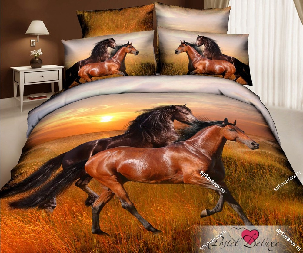 Постельное белье с лошадьми 1.5 спальное