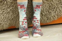 -219 Slim Тонкие шерстяные носки. Боярышник под снегом