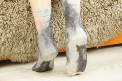 -220 Slim Тонкие шерстяные носки. Лошади на закате