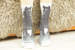 -222 Slim Тонкие шерстяные носки. Черные кони