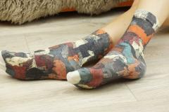 -224 Slim Тонкие шерстяные носки. Лошадки дудл арт