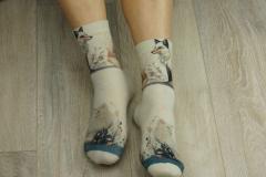 -212 Slim Тонкие шерстяные носки. Лисы акварель.