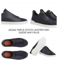 Leather and Suede Navy Blue