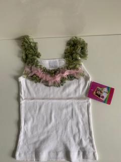 белый с розовой/зеленой рюшей