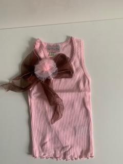  розовый с коричневым бантом/розовым цветком на клипсе