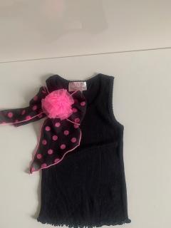 черный с черным бантом в горох/ярко-розовым цветком