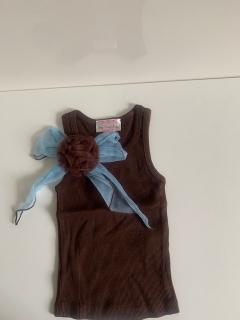 коричневый с голубым бантом/коричневой розеткой на клипсе