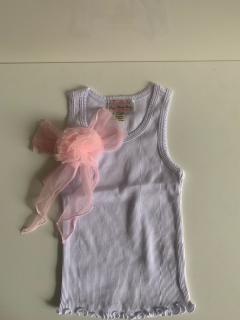 белый с розовым бантом/розовым цветком на клипсе