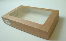 Подарочная коробка с окошком 250*150*40 (крафт, однослой. картон)