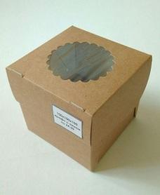 Подарочная коробка с окошком 100*100*100 (крафт, однослой. картон)