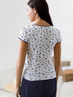 белый-т.синий цветы	