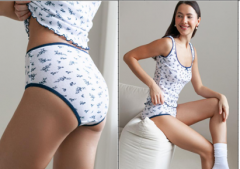 белый-т.синий цветы	