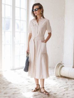 Платье из легкого хлопкового поплина  — светло-бежевый