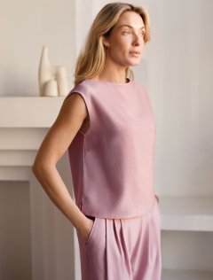 Топ c вырезом лодочка из плотного лиоцелла  — зефирно-розовый