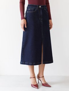 Джинсовая юбка из плотной эластичной джинсы 13.8OZ. — темно-синий
